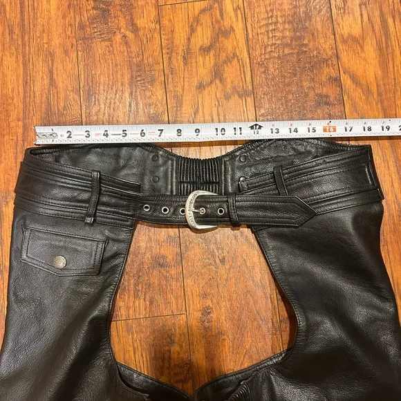 Harley Davidson men’s Stock II leather chaps black size Medium - Picture 5 of 7